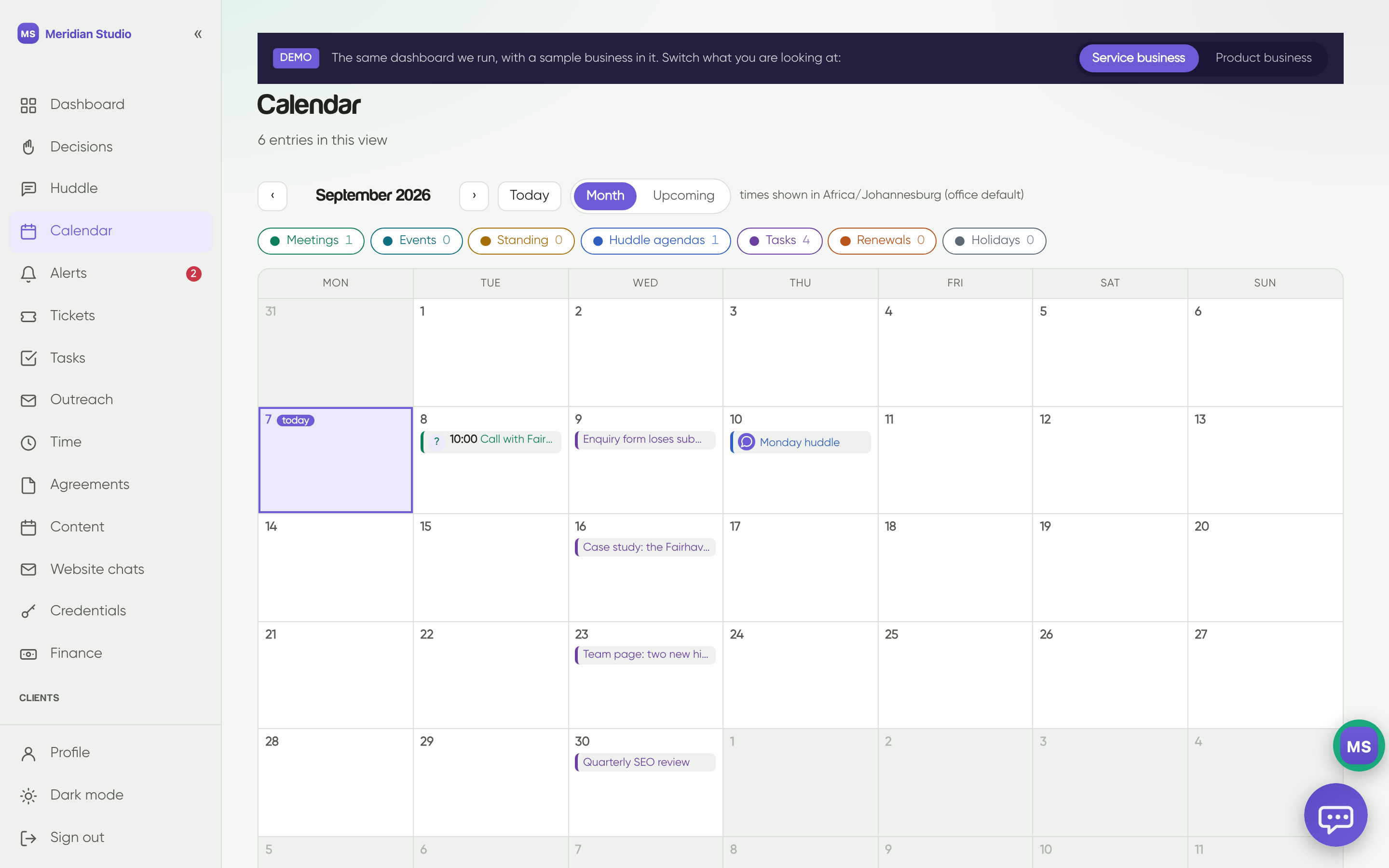The month, with the work in it